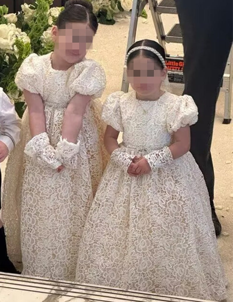 Formal Flower Girl Dresses Small Square Collar Puffy Sleeve Crystal Sash Party Dresses For Wedding for Girl's Gown Gift