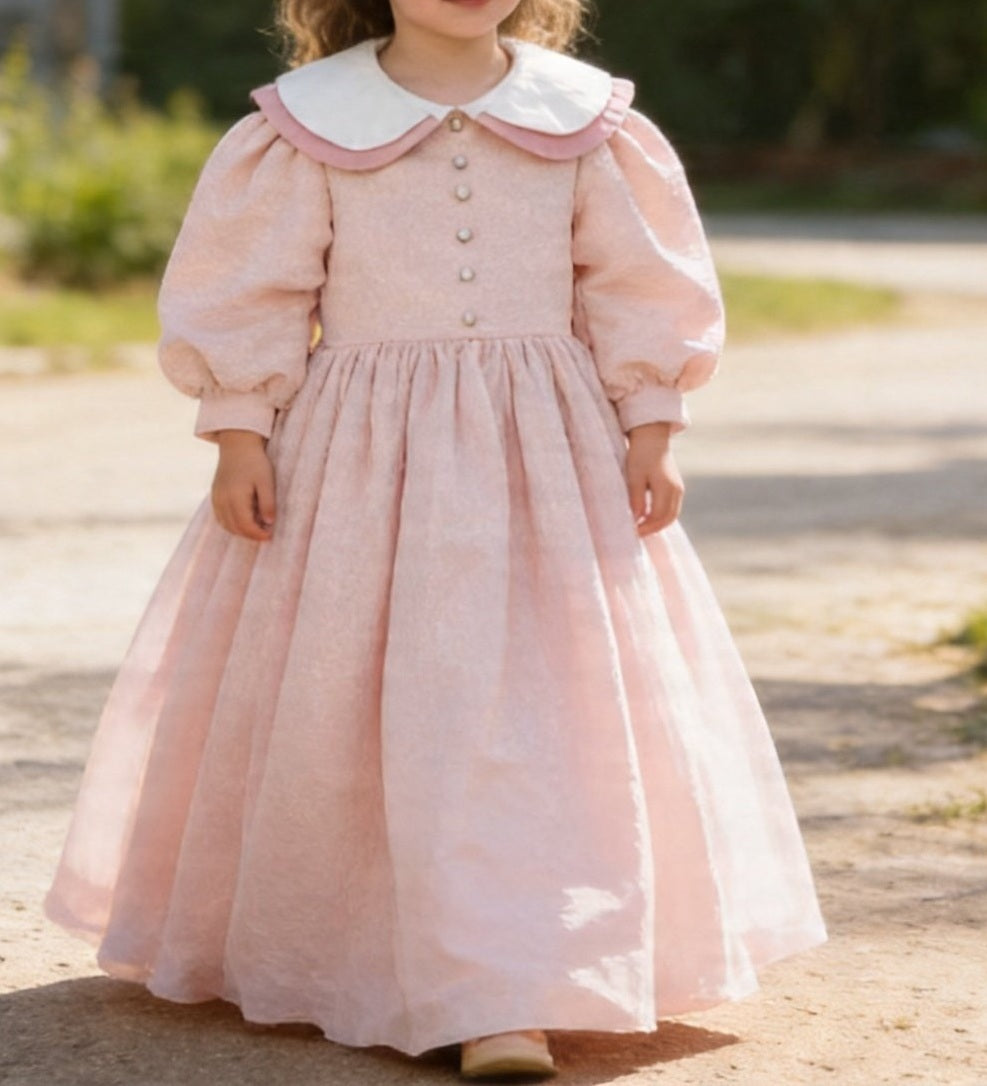 Pageant Flower Girl Dresses Peter Pan Collar Taffeta  Party Dresses Wedding for Girl's Gown Gift
